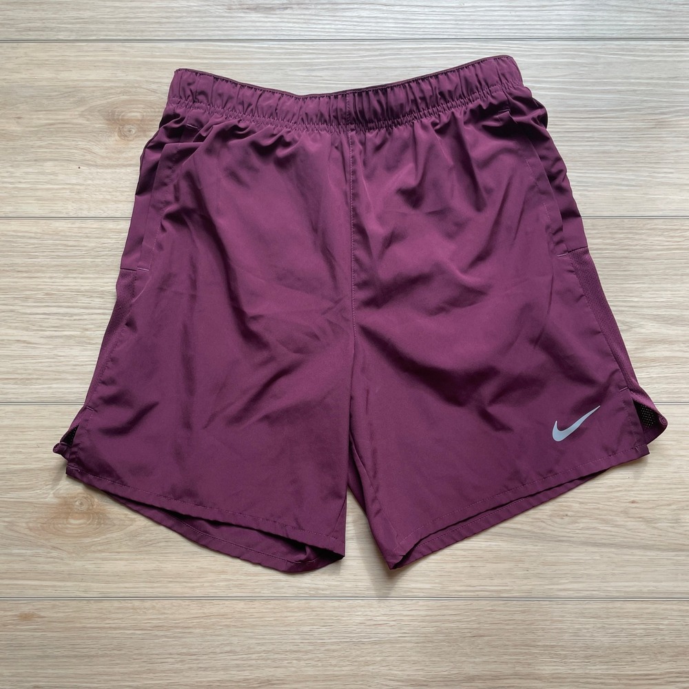 Nike Challenger Running Shorts Mens Small Burgundy Maroon Dri-FIT Mesh Pockets